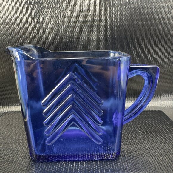 Vintage Hazel Atlas Cobalt Blue Depression Glass Creamer Pitcher Jug Carafe VTG - Picture 1 of 12